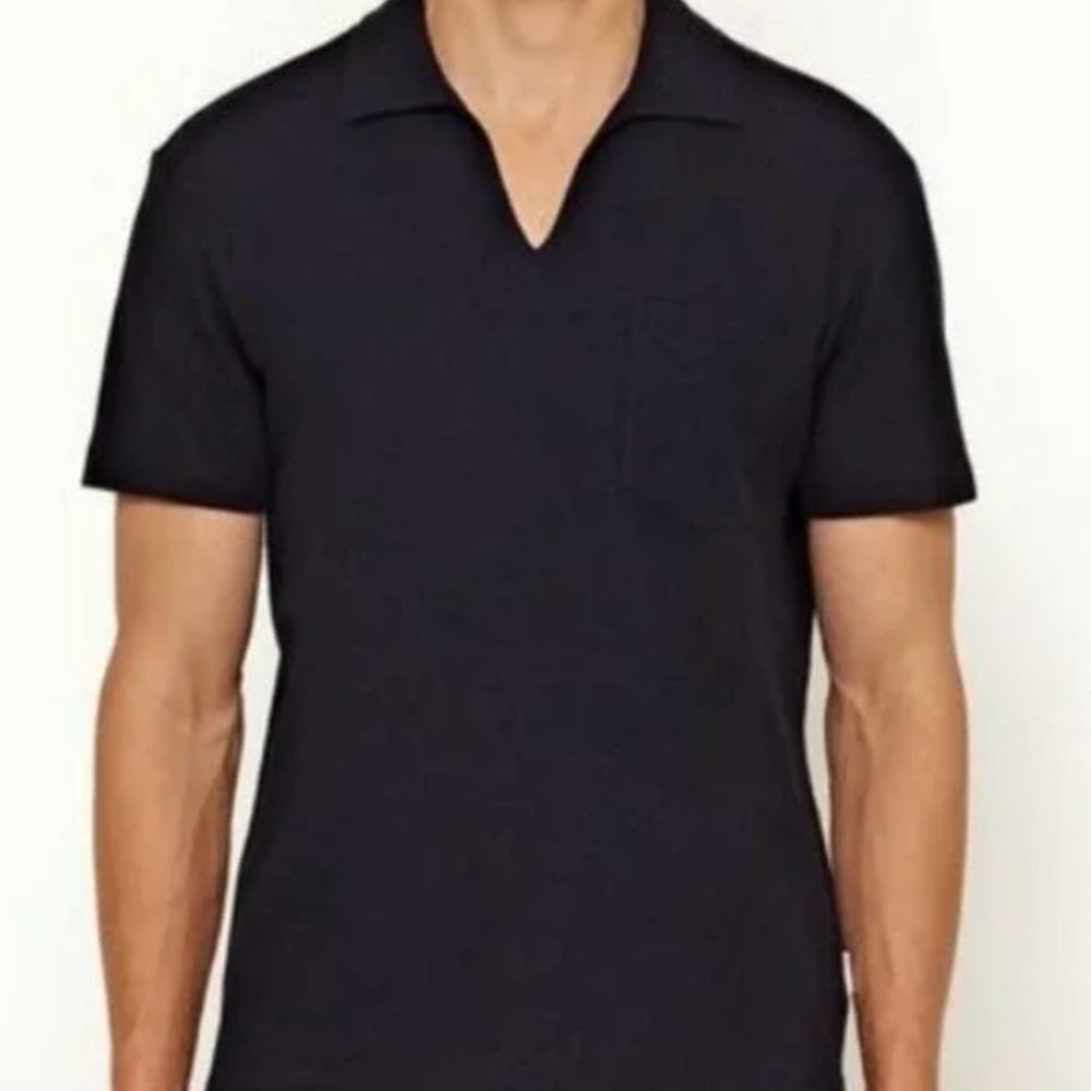 Orlebar Brown Lincoln Dark Navy Classic Polo Fit Buttonless Shirt
